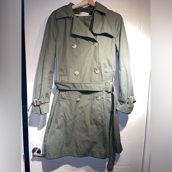 Mango MNG Polana Olive Green Belted Trench Coat *Minor Defects* - Picture 3 of 16